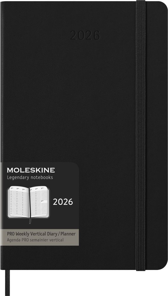 Weitere Ansicht: Moleskine 12 Monate Pro Wochen Notizkalender 2026, Pro Large/A5, 1 Wo = 2 Seiten, vertikal, Spalten für Notizen, fester Einband, Schwarz