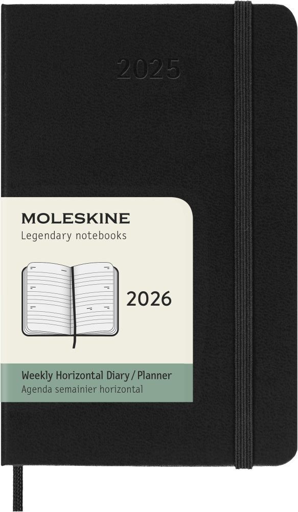 Weitere Ansicht: Moleskine 12 Monate Wochenkalender 2026, Pocket/A6, 1 Wo = 2 Seiten, horizontal, fester Einband, Schwarz