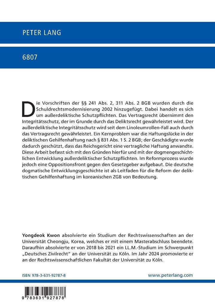 Weitere Ansicht: Außerdeliktischer und deliktischer Integritätsschutz | Yongdeok Kwon