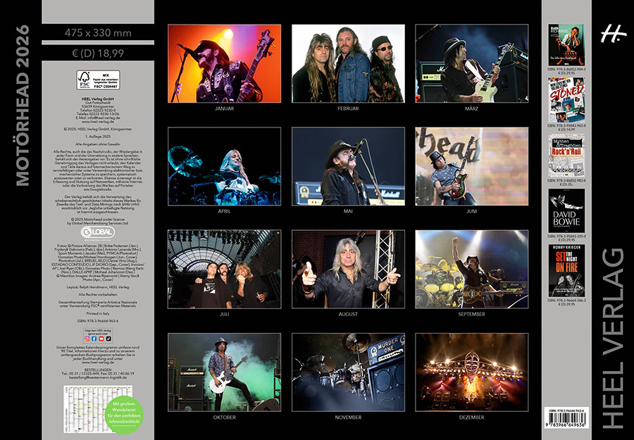 Weitere Ansicht: Motörhead Kalender 2026 | Pep Bonet