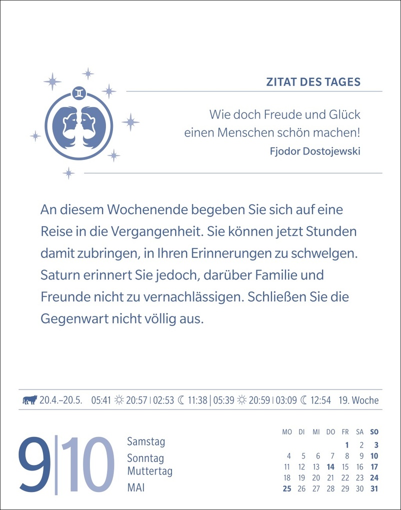 Weitere Ansicht: Zwillinge Sternzeichenkalender 2026 - Tagesabreißkalender - Ihr Horoskop für jeden Tag | Robert Satorius