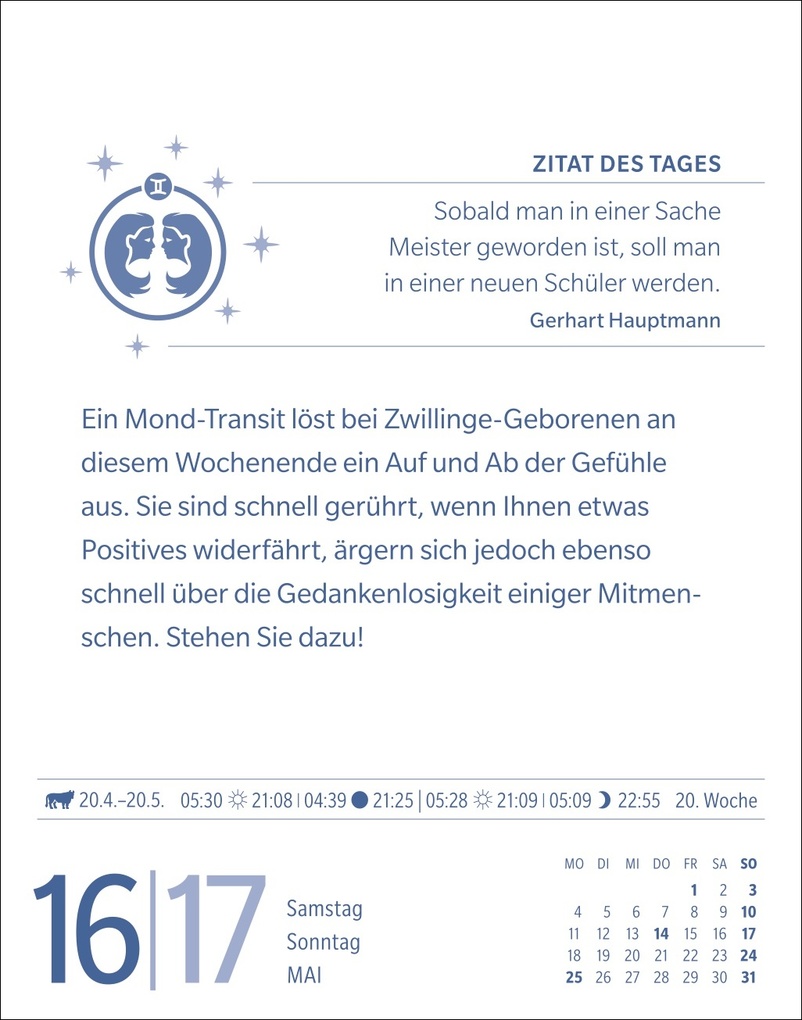 Weitere Ansicht: Zwillinge Sternzeichenkalender 2026 - Tagesabreißkalender - Ihr Horoskop für jeden Tag | Robert Satorius