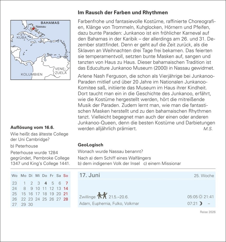 Weitere Ansicht: Reise Tagesabreißkalender 2026 - Kulturkalender - Städte, Menschen, Landschaften | Petra Dubilski, Martina Schnober-Sen