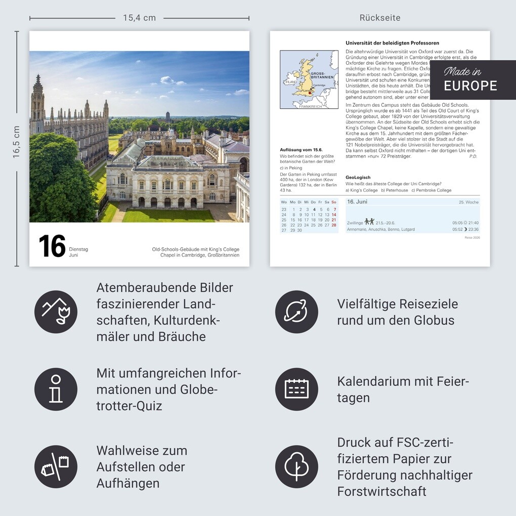 Weitere Ansicht: Reise Tagesabreißkalender 2026 - Kulturkalender - Städte, Menschen, Landschaften | Petra Dubilski, Martina Schnober-Sen