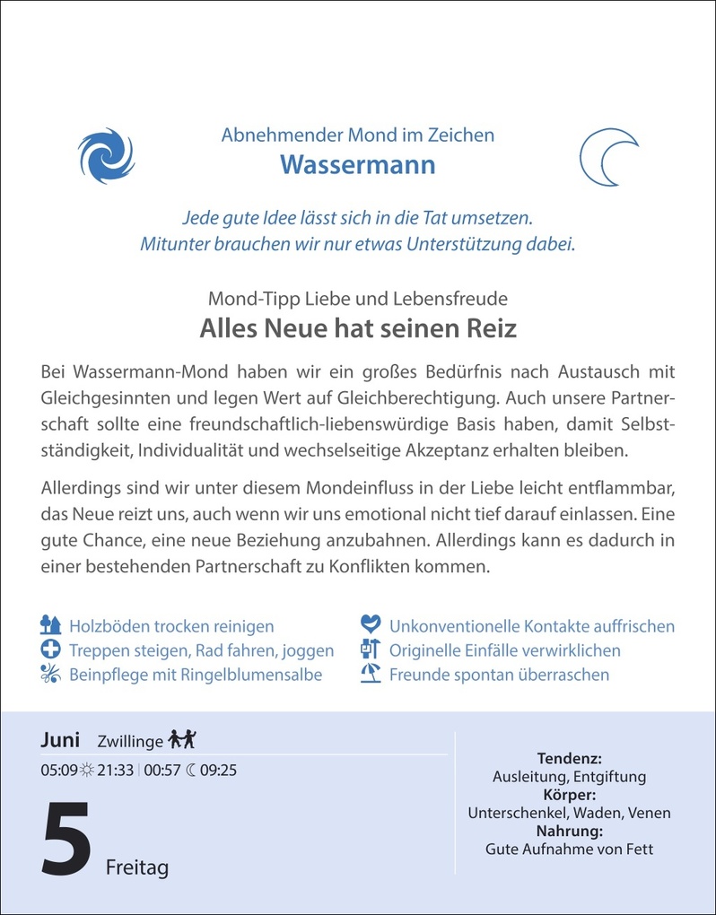 Weitere Ansicht: Leben mit dem Mond Tagesabreißkalender 2026 - Praktische Tipps Tag für Tag | Beatrix Braukmüller