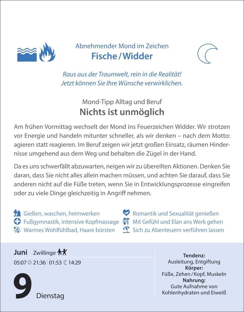Weitere Ansicht: Leben mit dem Mond Tagesabreißkalender 2026 - Praktische Tipps Tag für Tag | Beatrix Braukmüller