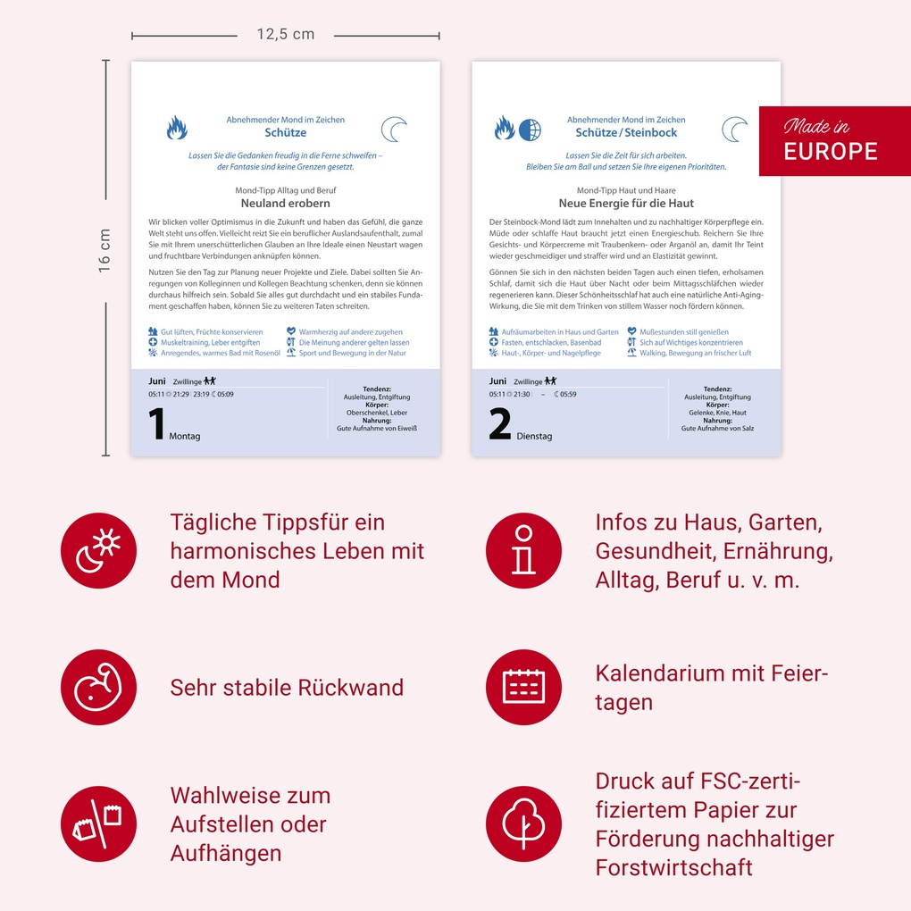 Weitere Ansicht: Leben mit dem Mond Tagesabreißkalender 2026 - Praktische Tipps Tag für Tag | Beatrix Braukmüller