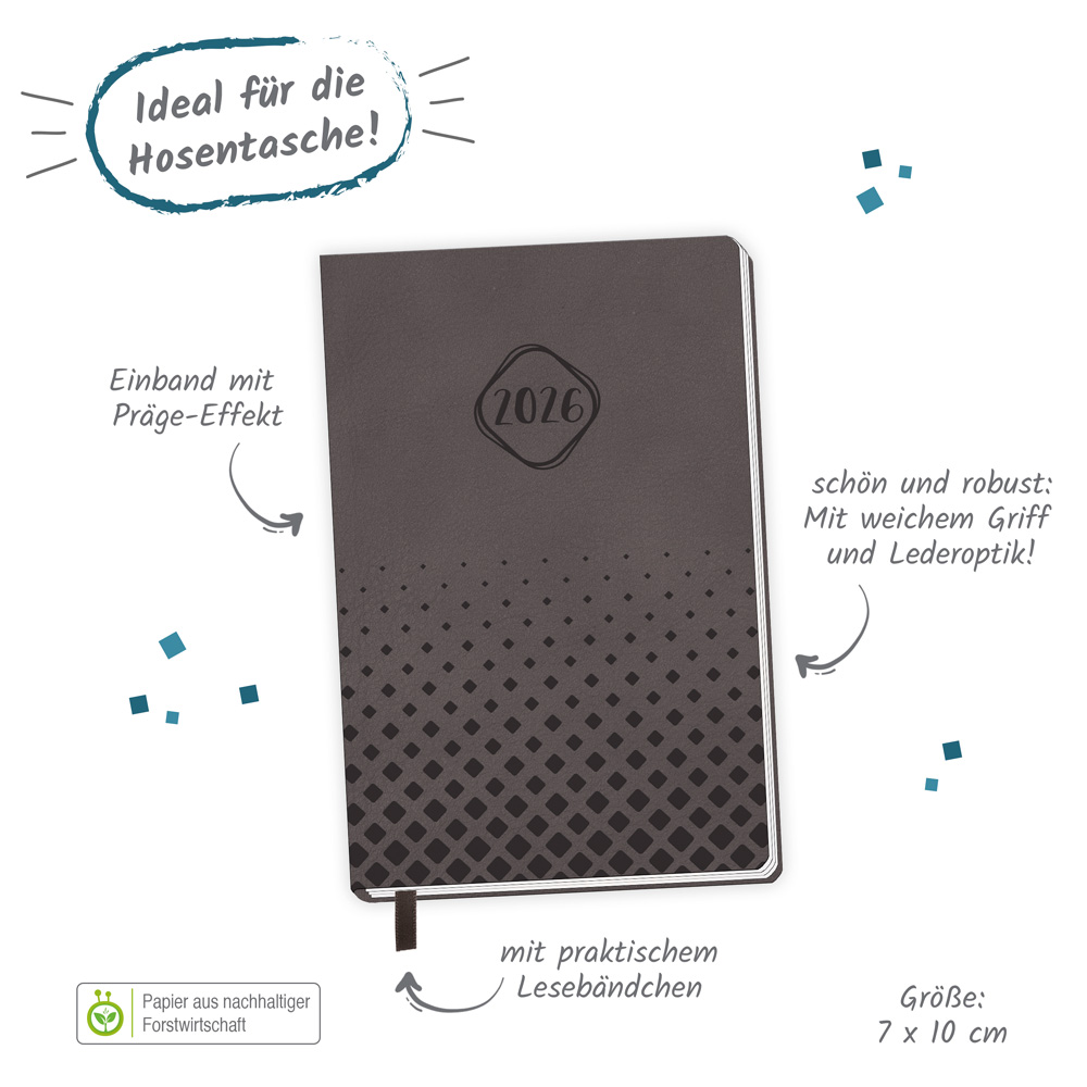 Weitere Ansicht: Trötsch Taschenkalender A7 Soft Touch Anthrazit 2026