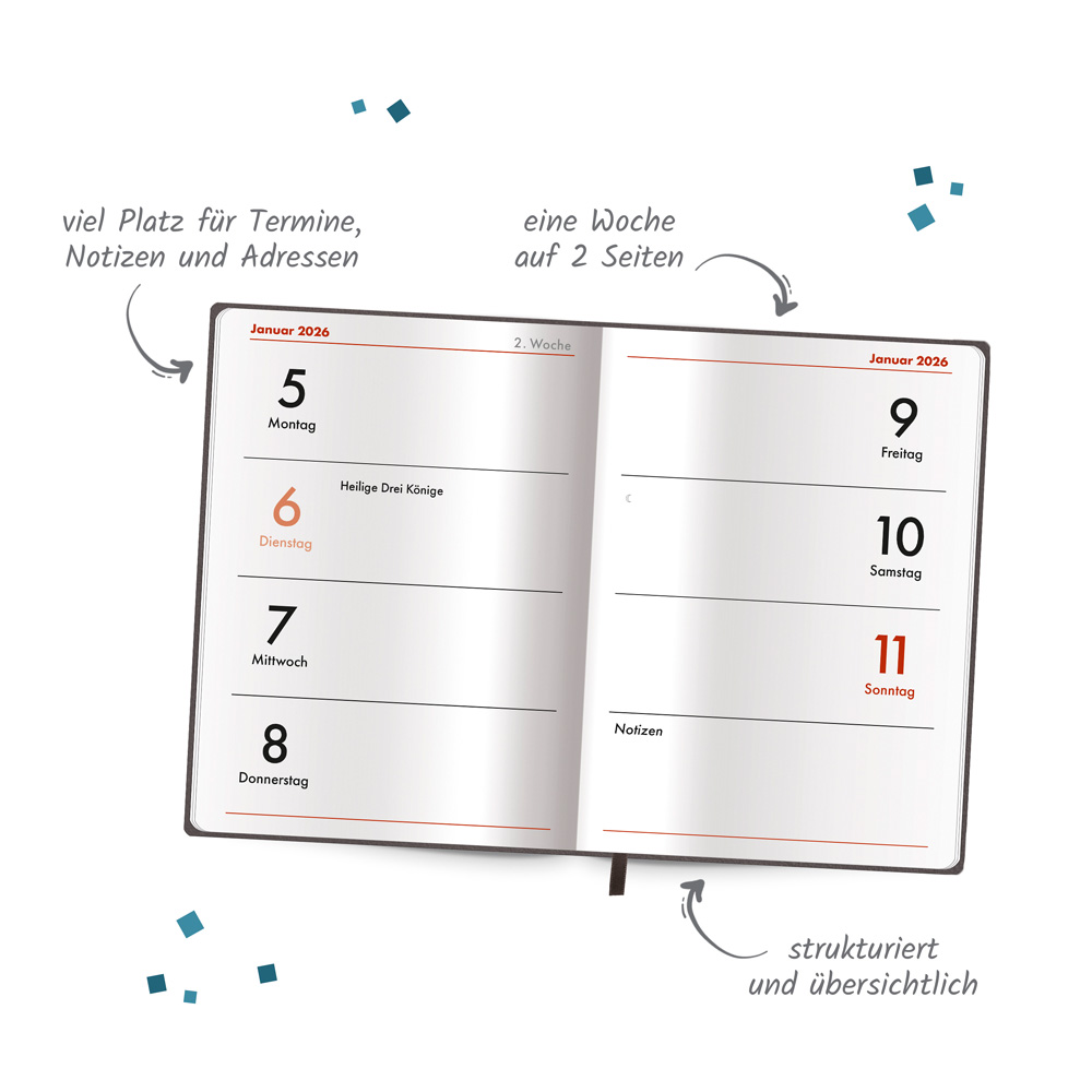 Weitere Ansicht: Trötsch Taschenkalender A7 Soft Touch Anthrazit 2026