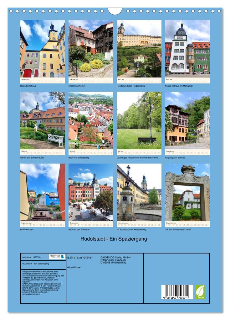 Weitere Ansicht: Rudolstadt - Ein Spaziergang (Wandkalender 2026 DIN A3 hoch), CALVENDO Monatskalender | Gisela Kruse, Calvendo