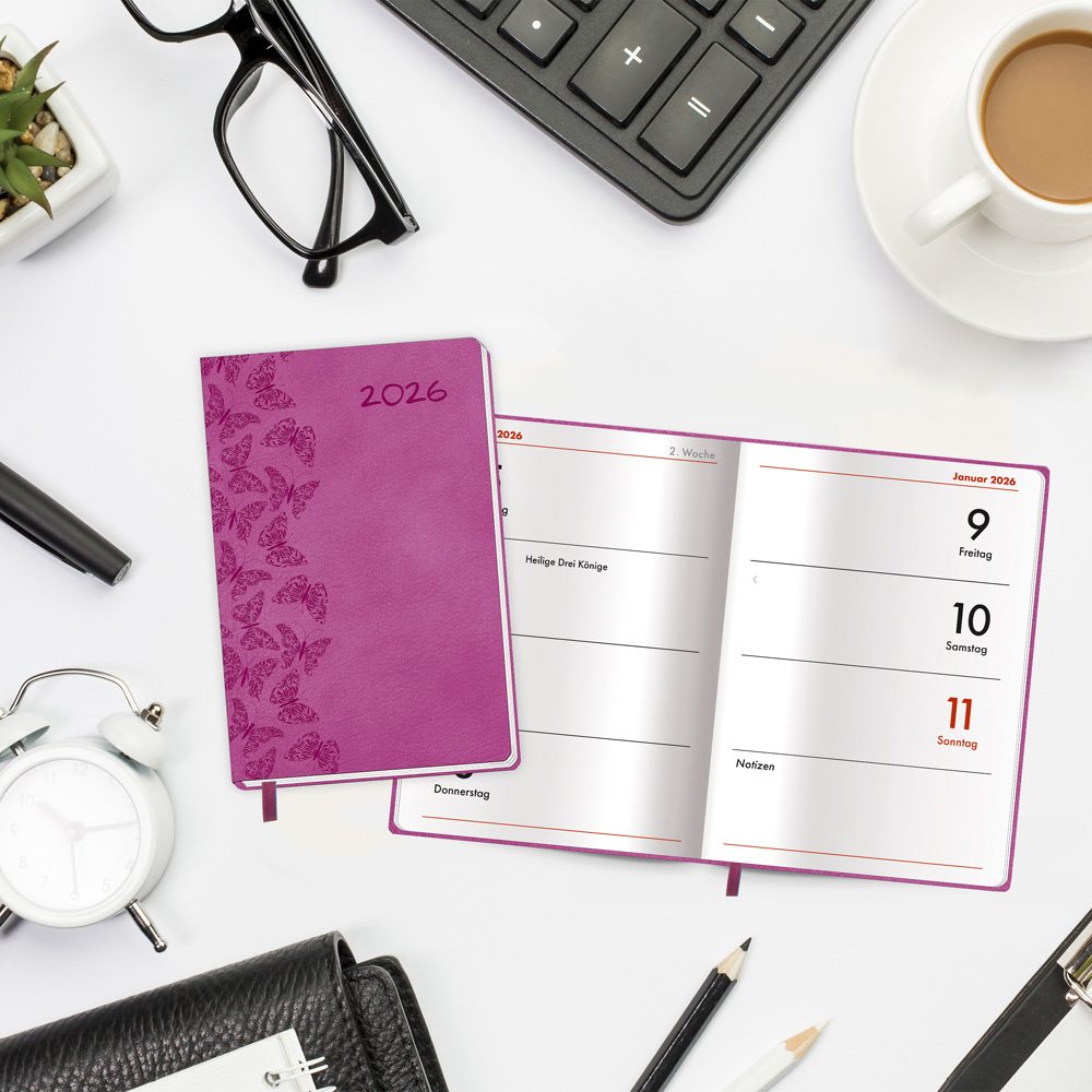 Weitere Ansicht: Trötsch Taschenkalender A7 Soft Touch Schmetterlinge 2026