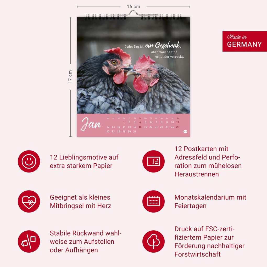 Weitere Ansicht: Hühner Postkartenkalender 2026 - Ach, du verrücktes Huhn!