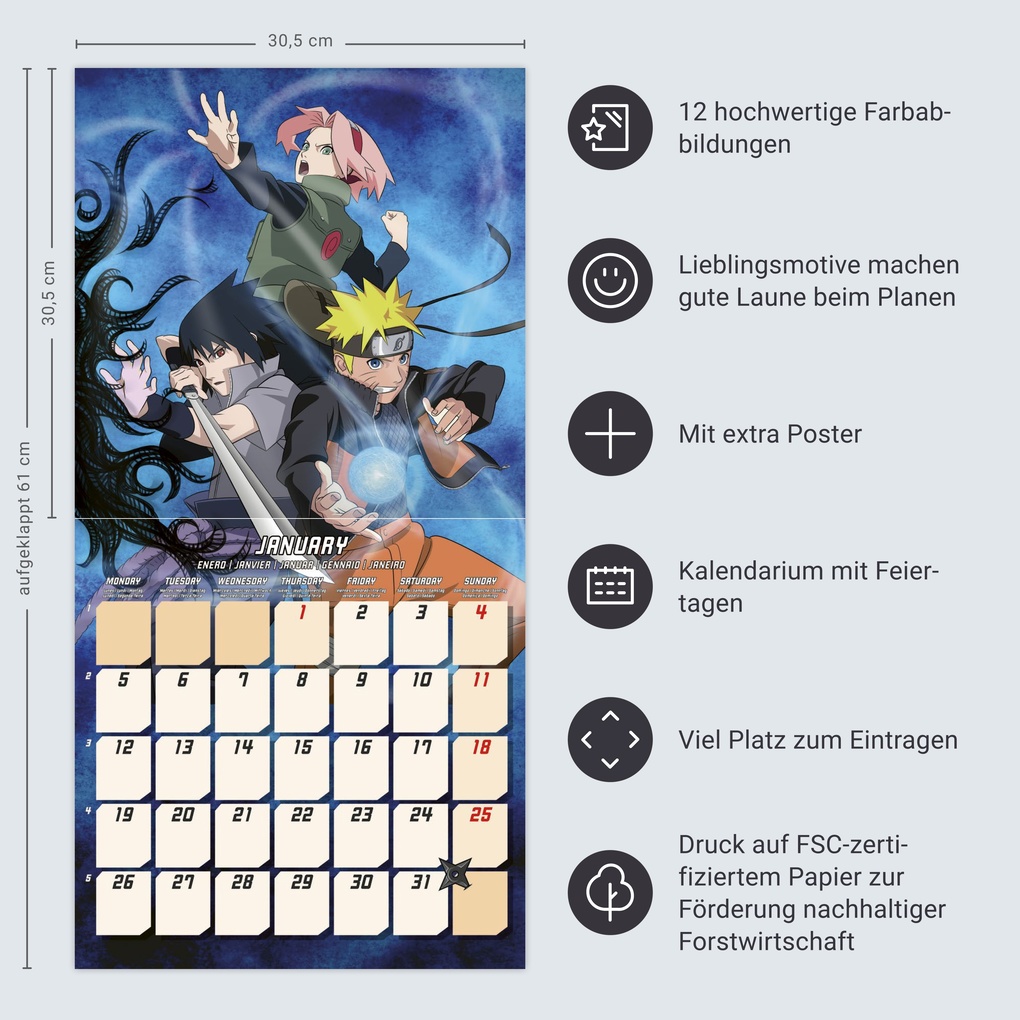 Weitere Ansicht: Naruto Broschurkalender 2026