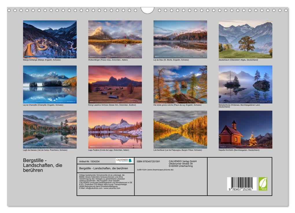 Weitere Ansicht: Bergstille - Landschaften, die berühren (Wandkalender 2026 DIN A3 quer), CALVENDO Monatskalender | Judith Kuhn, Calvendo