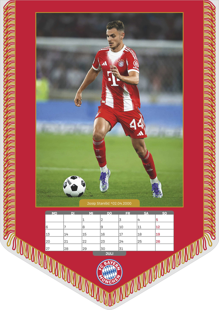 Weitere Ansicht: FC Bayern München 2026 - Mini-Bannerkalender 21x30 cm mit 12 Monatsblättern, deutschem Kalendarium & Spiralbindung, Fußball-Fankalender mit Spieler- & Stadionfotografien | Neumann Verlage GmbH & Co. KG