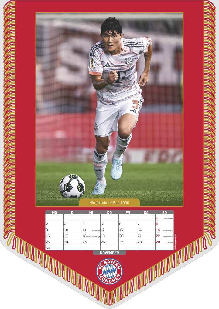 Weitere Ansicht: FC Bayern München 2026 - Mini-Bannerkalender 21x30 cm mit 12 Monatsblättern, deutschem Kalendarium & Spiralbindung, Fußball-Fankalender mit Spieler- & Stadionfotografien | Neumann Verlage GmbH & Co. KG