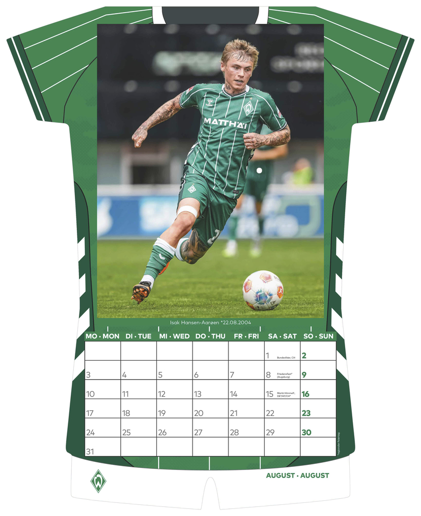 Weitere Ansicht: Werder Bremen 2026 - Trikotkalender - Fan-Kalender - Fußball-Kalender - 34,1x42 - Sport | Neumann Verlage GmbH & Co. KG