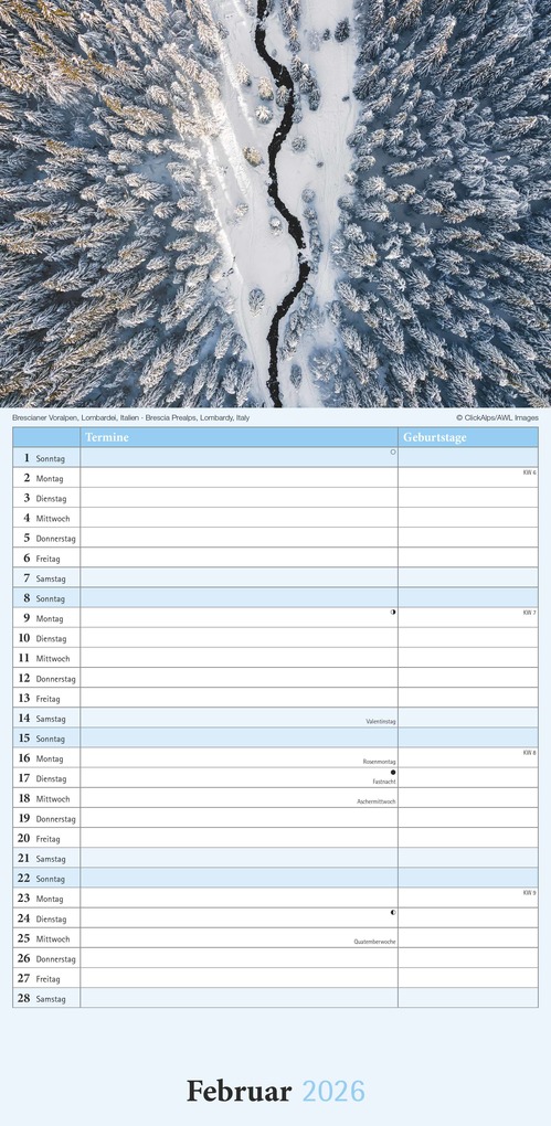 Weitere Ansicht: Alpha Edition - Emotions Kalender 2026 - Streifenplaner 22×45 cm mit Extraspalte für Geburtstage & Zitaten, meditative Landschaftsmotive, praktischer Terminplaner für Achtsamkeit | Alpha Edition GmbH & Co. KG