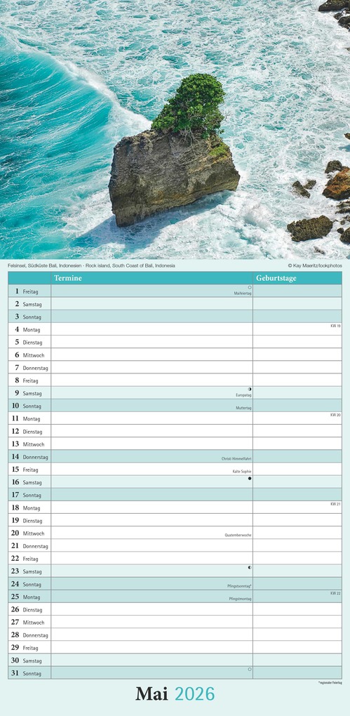 Weitere Ansicht: Alpha Edition - Emotions Kalender 2026 - Streifenplaner 22×45 cm mit Extraspalte für Geburtstage & Zitaten, meditative Landschaftsmotive, praktischer Terminplaner für Achtsamkeit | Alpha Edition GmbH & Co. KG