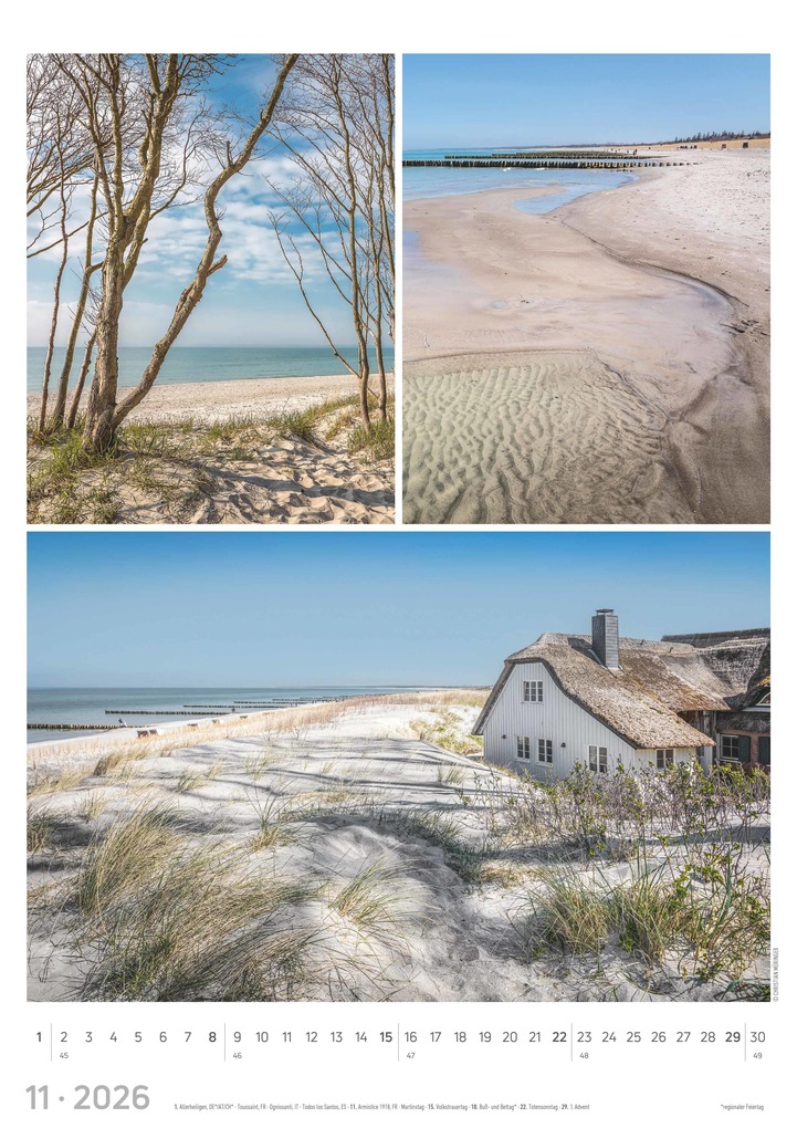 Weitere Ansicht: Strandgeflüster - Momente am Meer 2026 - Bildkalender A3 (29,7x42 cm) - mit Feiertagen - Triplets - drei Bilder pro Monat - Naturkalender - Wandplaner - Wandkalender | Alpha Edition GmbH & Co. KG