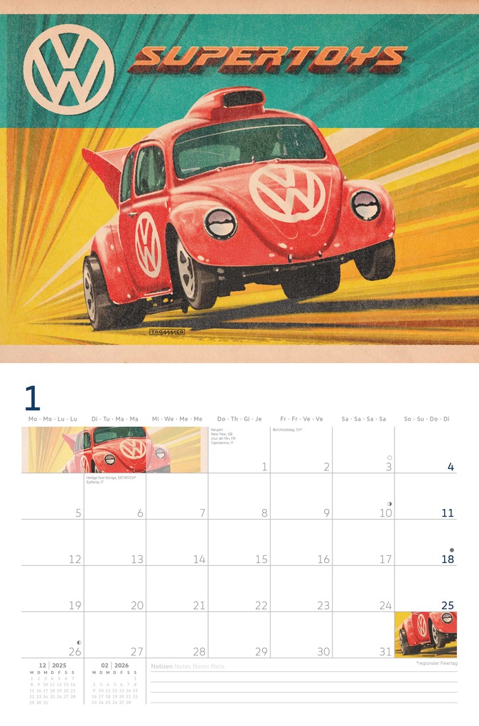 Weitere Ansicht: VW Broschürenkalender 2026 mit Illustrationen