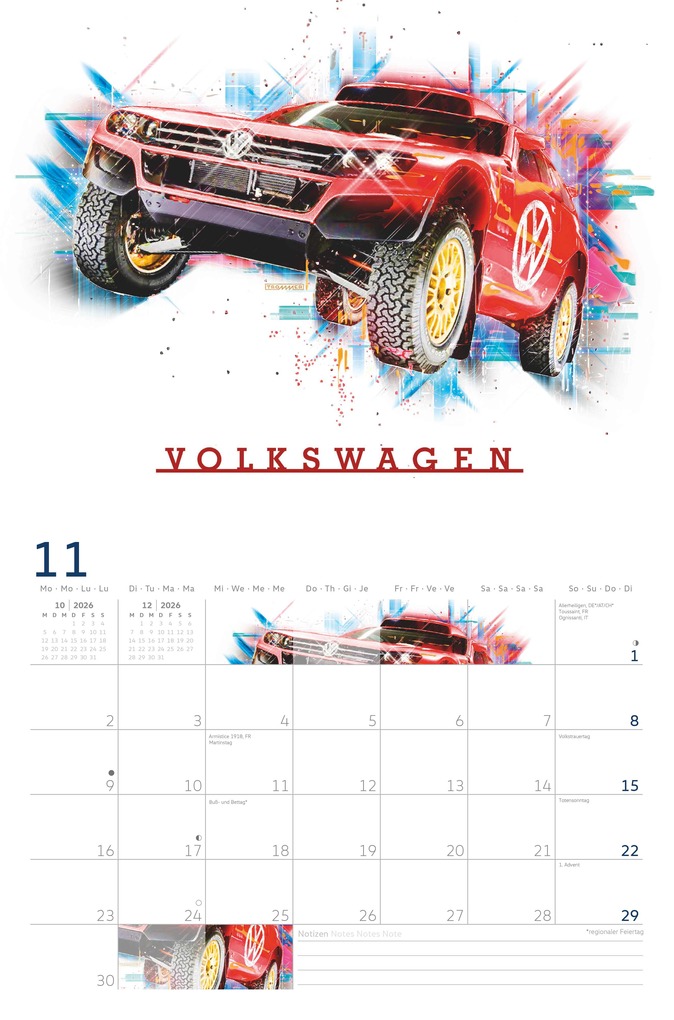 Weitere Ansicht: VW Broschürenkalender 2026 mit Illustrationen