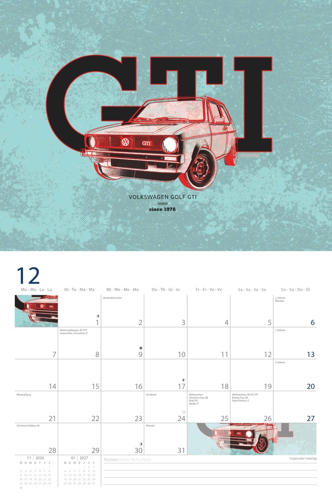 Weitere Ansicht: VW Broschürenkalender 2026 mit Illustrationen