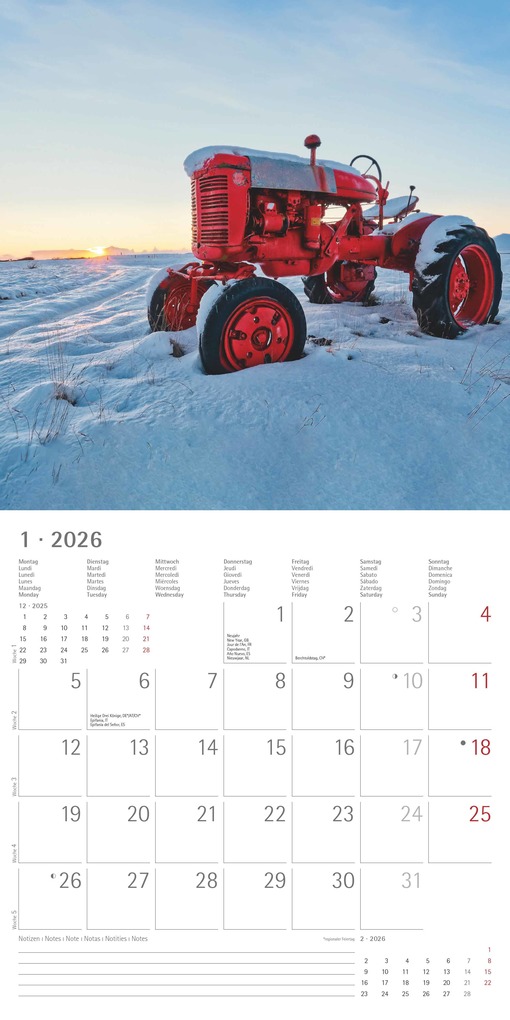 Weitere Ansicht: Alpha Edition - Traktoren 2026 - Broschürenkalender 30x30 cm - Wandkalender - Für Trecker- und Landwirtschafts-Fans - Mit Platz für Notizen, Feiertagen & Ferienterminen | Alpha Edition GmbH & Co. KG