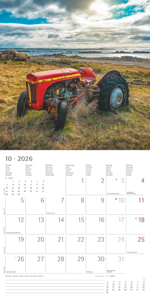 Weitere Ansicht: Alpha Edition - Traktoren 2026 - Broschürenkalender 30x30 cm - Wandkalender - Für Trecker- und Landwirtschafts-Fans - Mit Platz für Notizen, Feiertagen & Ferienterminen | Alpha Edition GmbH & Co. KG