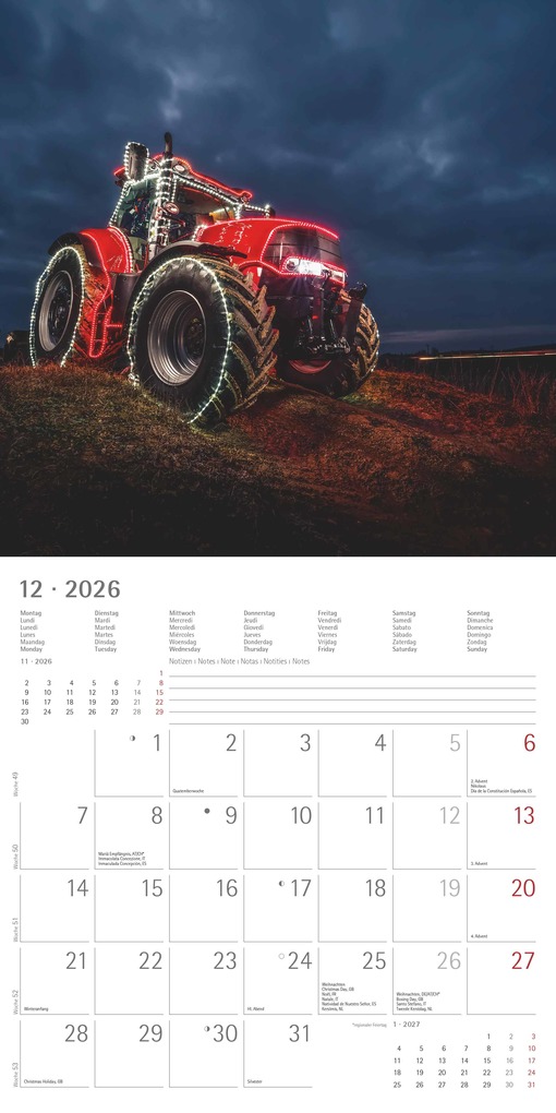 Weitere Ansicht: Alpha Edition - Traktoren 2026 - Broschürenkalender 30x30 cm - Wandkalender - Für Trecker- und Landwirtschafts-Fans - Mit Platz für Notizen, Feiertagen & Ferienterminen | Alpha Edition GmbH & Co. KG