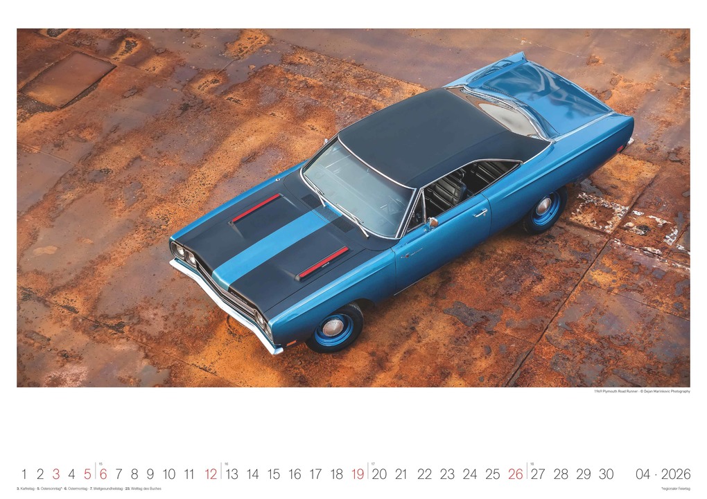 Weitere Ansicht: N Neumann - Legendary Classic & Muscle Cars 2026 - Wandkalender A3 (42x30 cm) mit 12 Monatsblättern, Spiralbindung & internationalem Kalendarium, Oldtimer- & Auto-Kalender für US-Muscle-Car-Fans | Neumann Verlage GmbH & Co. KG