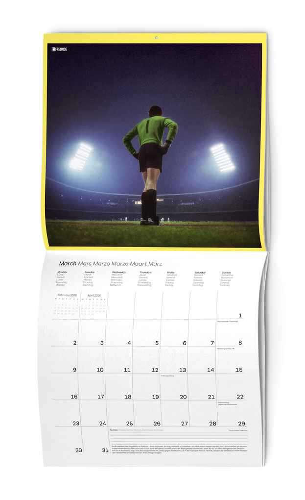 Weitere Ansicht: 11FREUNDE - Ein Flutlichtkalender von 11FREUNDE 2026 - Fußball-Wandkalender - Broschürenkalender 30 x 30 cm (geöffnet 30 x 60 cm) - mit einzigartigen Stadion-Fotografien | Neumann Verlage GmbH & Co. KG, 11FREUNDE Verlag GmbH & Co. KG