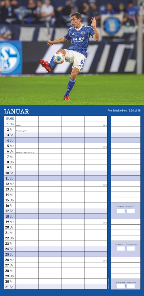 Weitere Ansicht: FC Schalke 04 2026 - Fanplaner - Fan-Kalender - Fußball-Kalender - 22x45 - Sport | Neumann Verlage GmbH & Co. KG