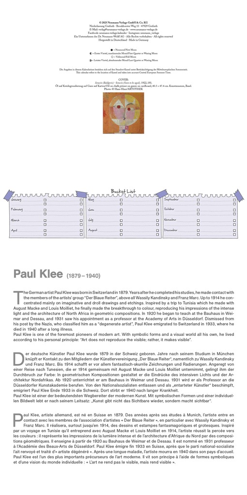 Weitere Ansicht: Paul Klee 2026 - Wand-Kalender - Broschüren-Kalender - 30x30 - 30x60 geöffnet - Kunst-Kalender | Neumann Verlage GmbH & Co. KG, Paul Klee
