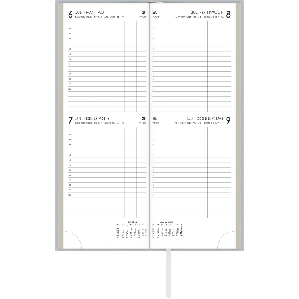 Weitere Ansicht: Tagevormerkbuch Recycling 2026 - Bürokalender 10,4x29,6 cm - 2 Tage auf 1 Seite - Recyclingpapier - mit Eckperforation und Leseband - 801-0703 | Zettler Kalender GmbH (Verlag)