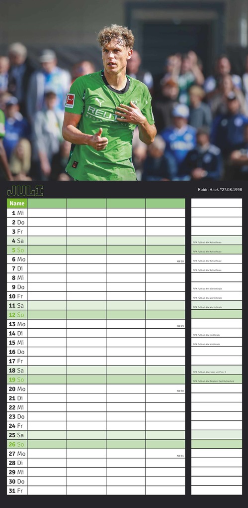 Weitere Ansicht: Borussia Mönchengladbach 2026 - Fanplaner - Fan-Kalender - Fußball-Kalender - 22x45 - Sport | Neumann Verlage GmbH & Co. KG