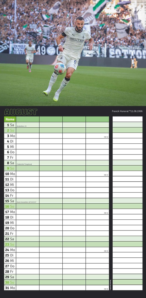 Weitere Ansicht: Borussia Mönchengladbach 2026 - Fanplaner - Fan-Kalender - Fußball-Kalender - 22x45 - Sport | Neumann Verlage GmbH & Co. KG