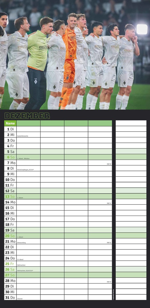 Weitere Ansicht: Borussia Mönchengladbach 2026 - Fanplaner - Fan-Kalender - Fußball-Kalender - 22x45 - Sport | Neumann Verlage GmbH & Co. KG