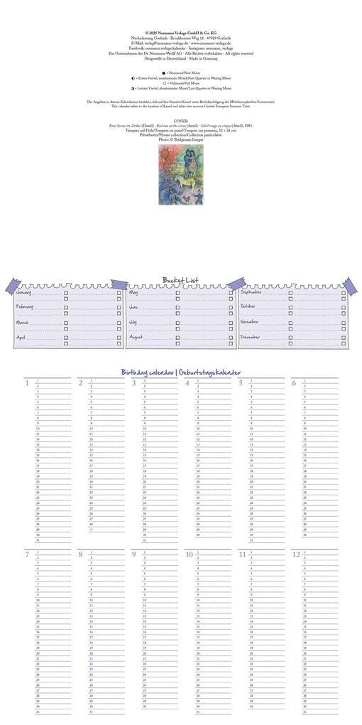 Weitere Ansicht: Marc Chagall 2026 - Wand-Kalender - Broschüren-Kalender - 30x30 - 30x60 geöffnet - Kunst-Kalender | Neumann Verlage GmbH & Co. KG, Marc Chagall