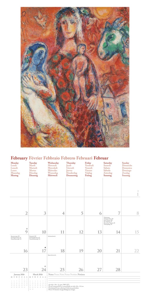 Weitere Ansicht: Marc Chagall 2026 - Wand-Kalender - Broschüren-Kalender - 30x30 - 30x60 geöffnet - Kunst-Kalender | Neumann Verlage GmbH & Co. KG, Marc Chagall