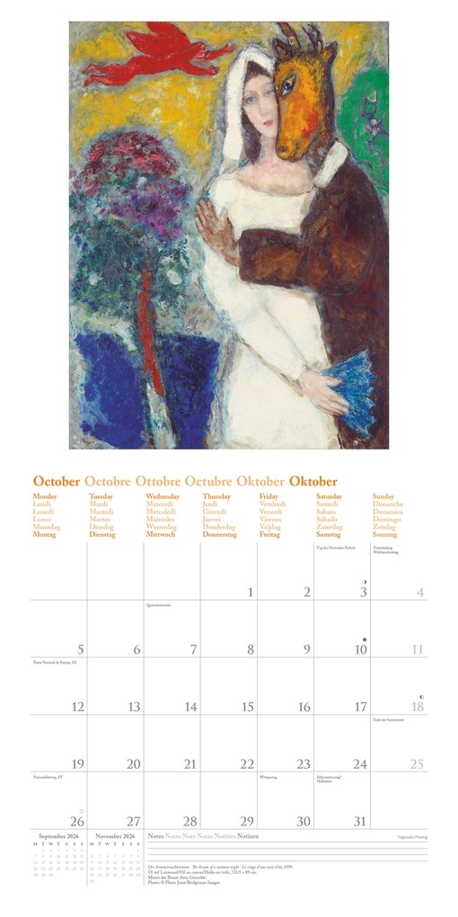 Weitere Ansicht: Marc Chagall 2026 - Wand-Kalender - Broschüren-Kalender - 30x30 - 30x60 geöffnet - Kunst-Kalender | Neumann Verlage GmbH & Co. KG, Marc Chagall