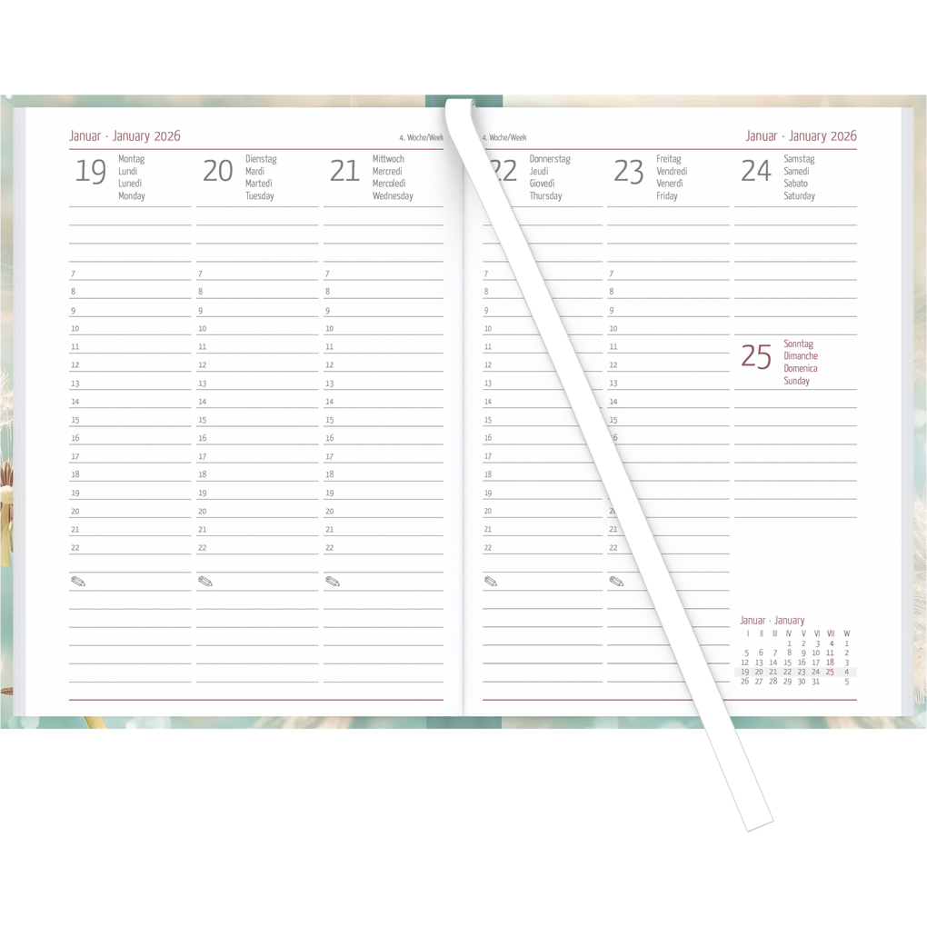 Weitere Ansicht: Alpha Edition - Campustimer Blowballs A6 2025/2026 - Semesterplaner A6 (ca. 10,5×14,8 cm) - Studenten- & Schülerkalender Weekly mit robustem Hardcover & Notizseiten - Motiv Pusteblume | Alpha Edition GmbH & Co. KG