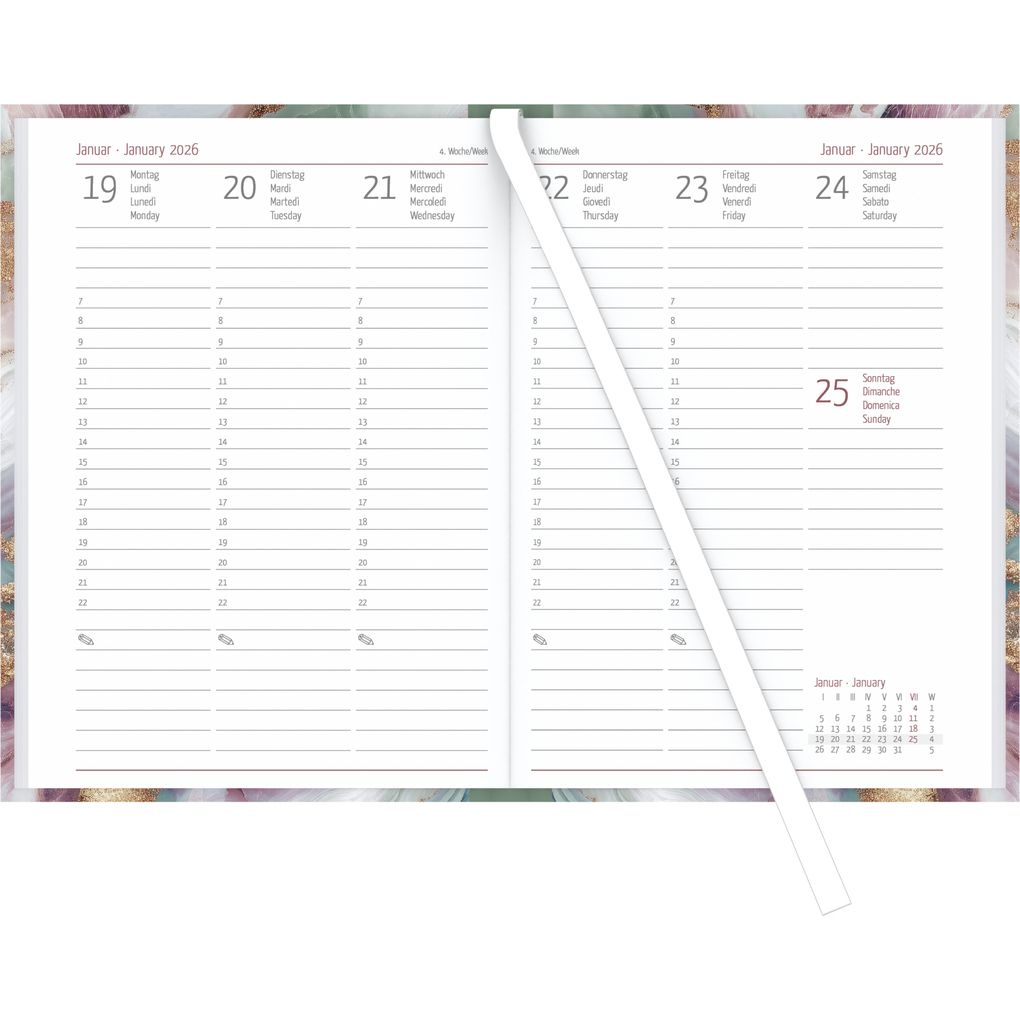 Weitere Ansicht: Alpha Edition - Campustimer Marble A6 2025/2026 - Semesterplaner A6 (ca. 10,5×14,8 cm) - Studenten- & Schülerkalender Weekly mit robustem Hardcover & Notizseiten - Motiv Marmor | Alpha Edition GmbH & Co. KG