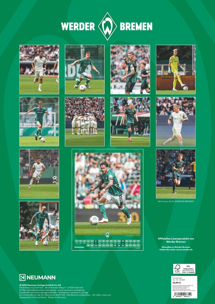 Weitere Ansicht: Werder Bremen 2026 - A3-Kalender - Fußball-Kalender - Fan-Kalender - 29,7x42 - Sport | Neumann Verlage GmbH & Co. KG