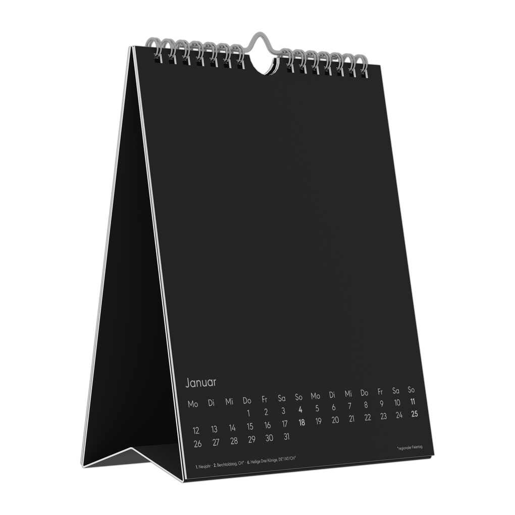 Weitere Ansicht: Kreativ-Kalender Tischaufsteller hoch schwarz 2026 - 16 x 20 - Foto, Malen, Basteln A4 - datiert - Kreativkalender - Foto-Kalender - Alpha Edition | Alpha Edition GmbH & Co. KG