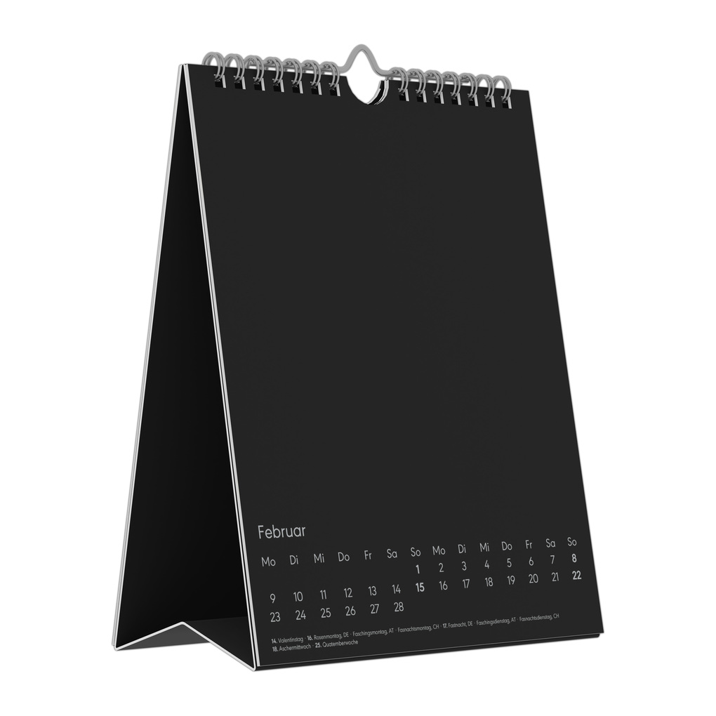 Weitere Ansicht: Kreativ-Kalender Tischaufsteller hoch schwarz 2026 - 16 x 20 - Foto, Malen, Basteln A4 - datiert - Kreativkalender - Foto-Kalender - Alpha Edition | Alpha Edition GmbH & Co. KG