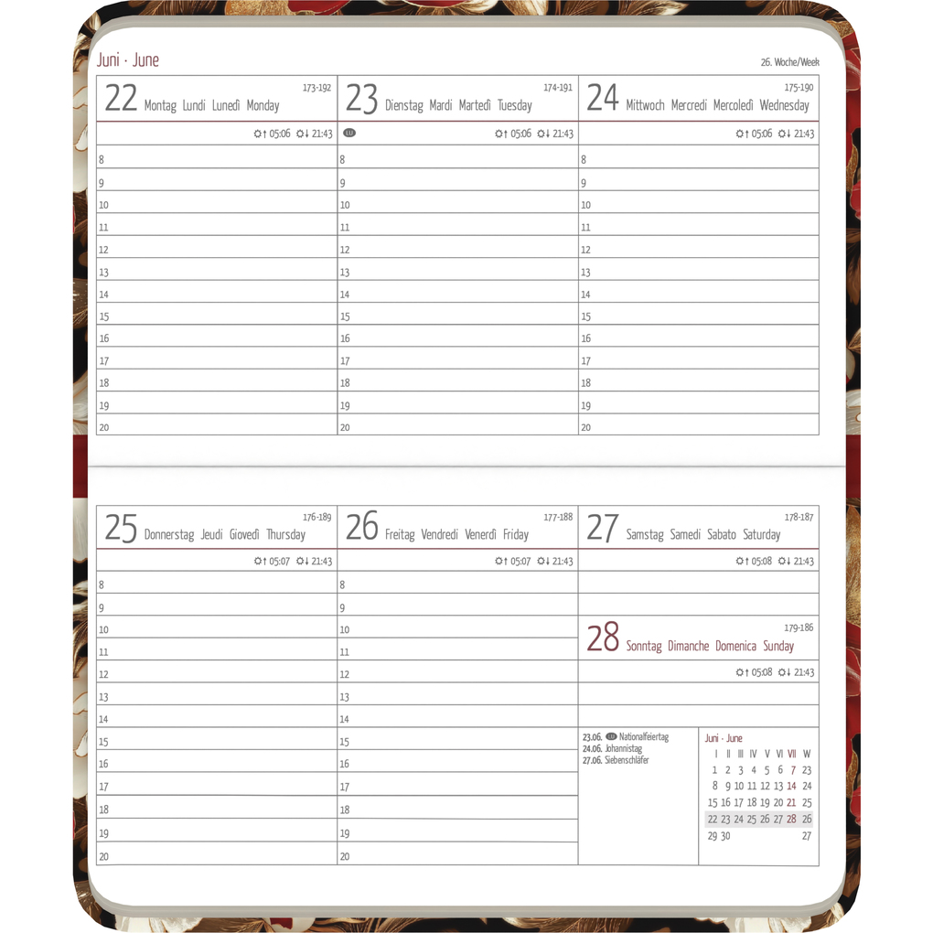 Weitere Ansicht: Alpha Edition - Ladytimer Pad Pattern 2026 - Taschenkalender 15,6×9 cm im Querformat mit Wochenübersicht & Notizbereich, stilvoller Buchkalender & Terminplaner für Schule, Beruf & Alltag | Alpha Edition GmbH & Co. KG
