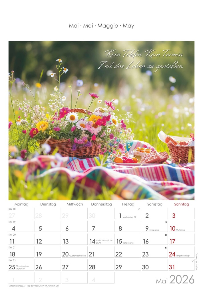 Weitere Ansicht: Auszeit für die Seele 2026 - Bildkalender 23,7x34 cm - Kalender mit Platz für Notizen - mit vielen Zusatzinformationen - Wandkalender - Alpha Edition | Alpha Edition GmbH & Co. KG