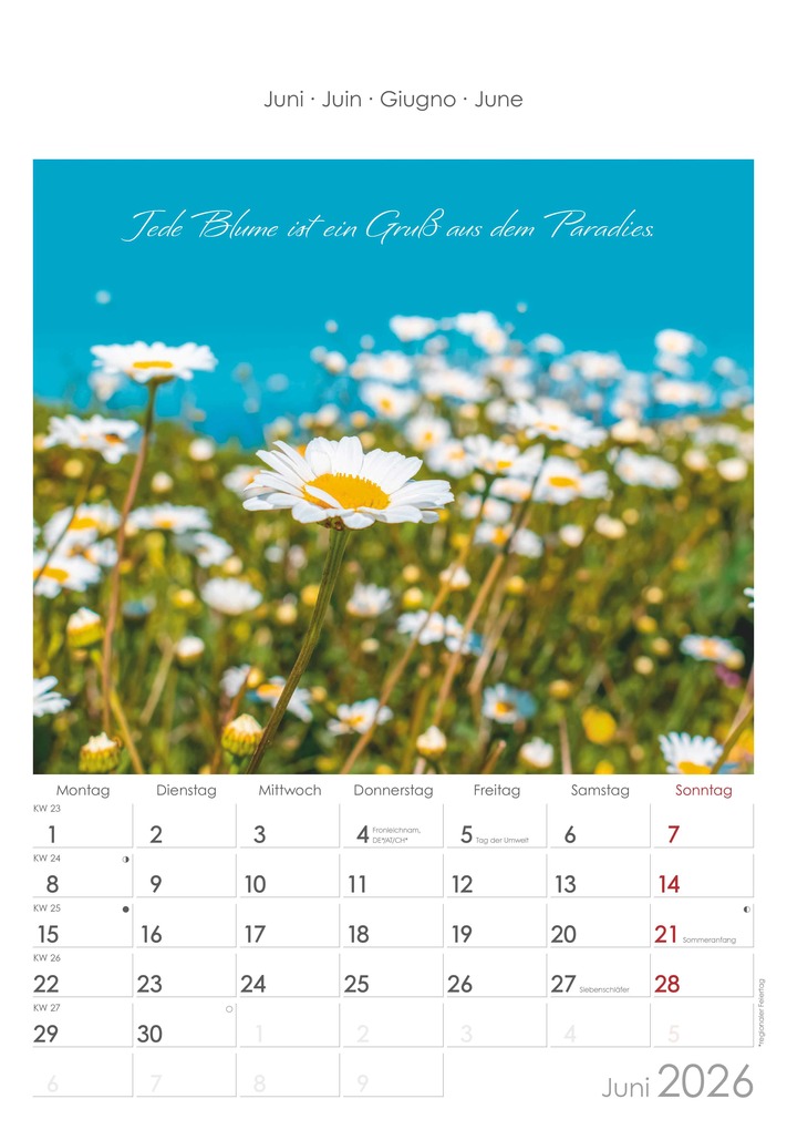 Weitere Ansicht: Auszeit für die Seele 2026 - Bildkalender 23,7x34 cm - Kalender mit Platz für Notizen - mit vielen Zusatzinformationen - Wandkalender - Alpha Edition | Alpha Edition GmbH & Co. KG