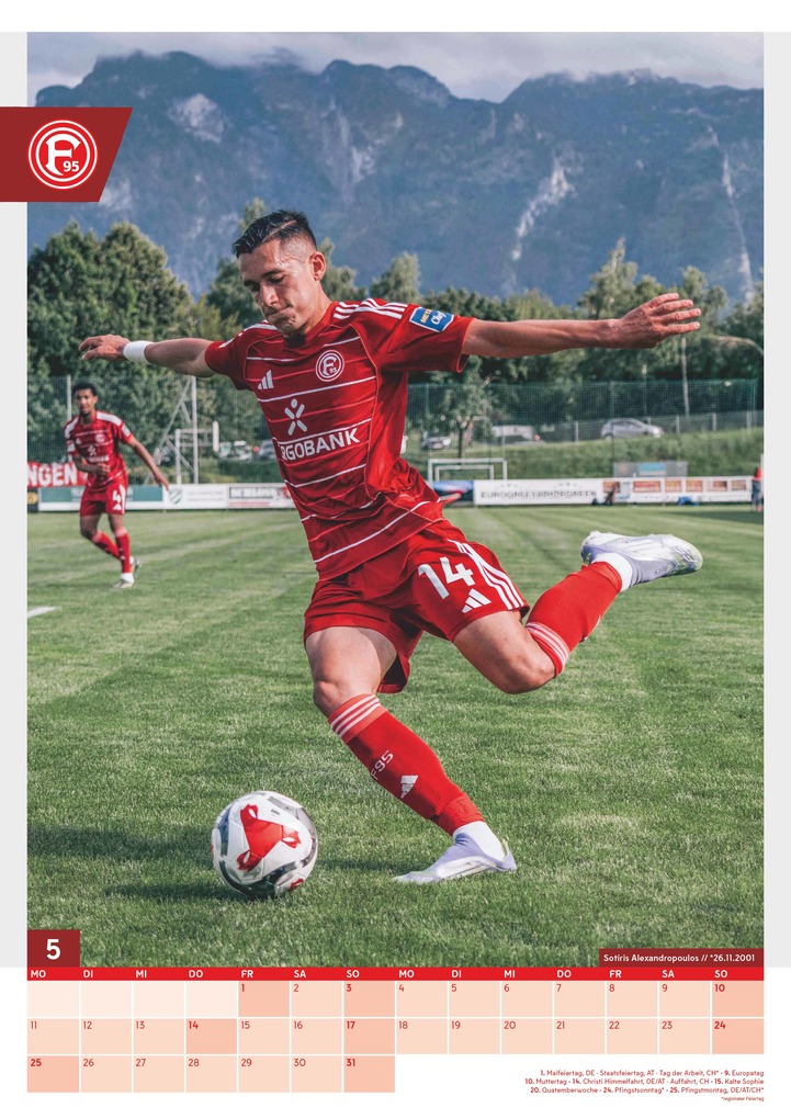 Weitere Ansicht: N Neumann - Fortuna Düsseldorf 2026 - Wandkalender A3 (30x42 cm) mit 12 Monatsblättern, deutschem Kalendarium & Spiralbindung, Fußball-Fankalender mit Spielerfotografien in Rot-Weiß | Neumann Verlage GmbH & Co. KG